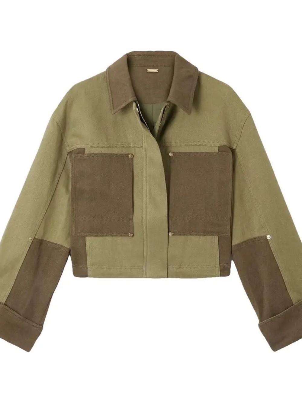 Cult Gaia Anders Jacket — Green/Khaki Color Block | Hemp & Cotton | Perfect Cond